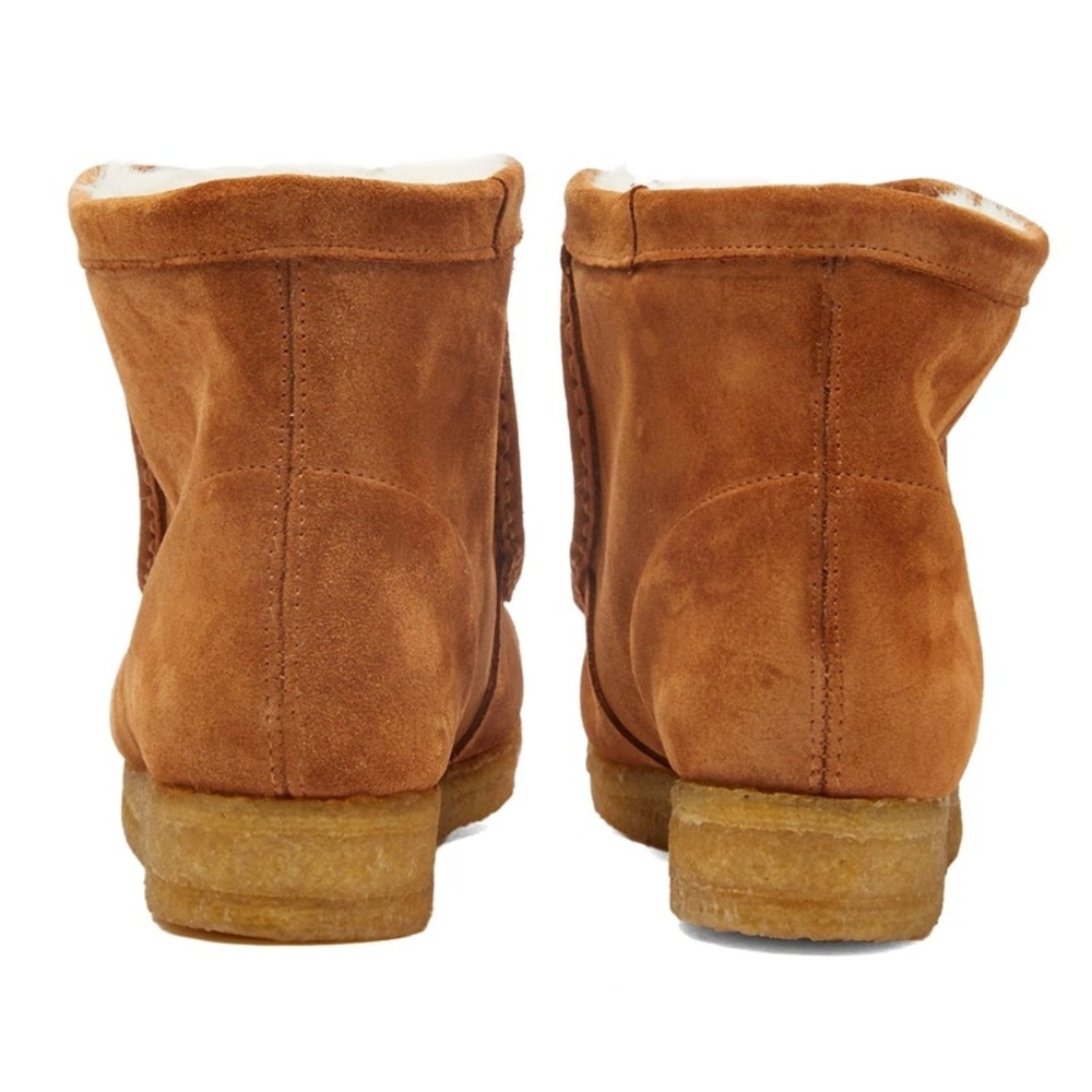 Clark’s wallabee hi chukka boot caramel suede fur lined women’s sz 7.5 RARE - Picture 3 of 11